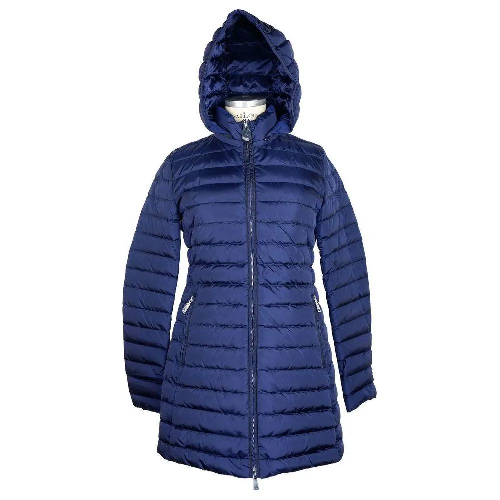 Add Elegant Blue Down Puffer Jacket with Hood