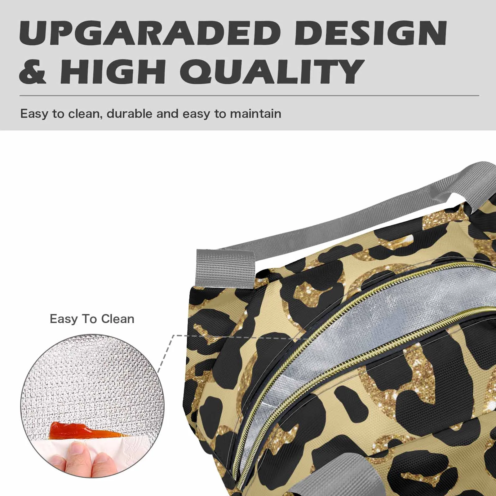 Animal Print 2  Portable Lunch Bag-Grey Handle