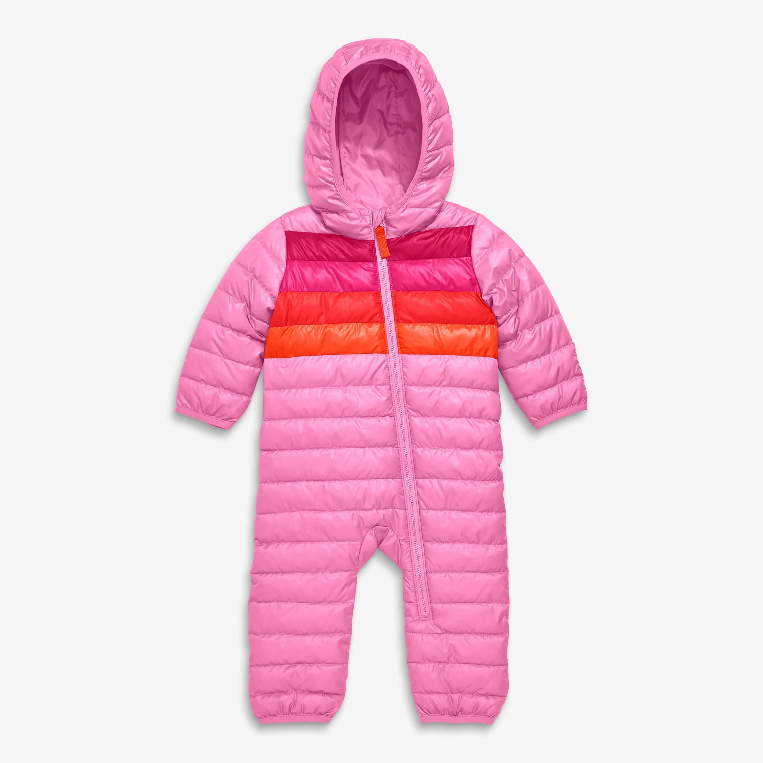 Baby lightweight puffer suit in stripe