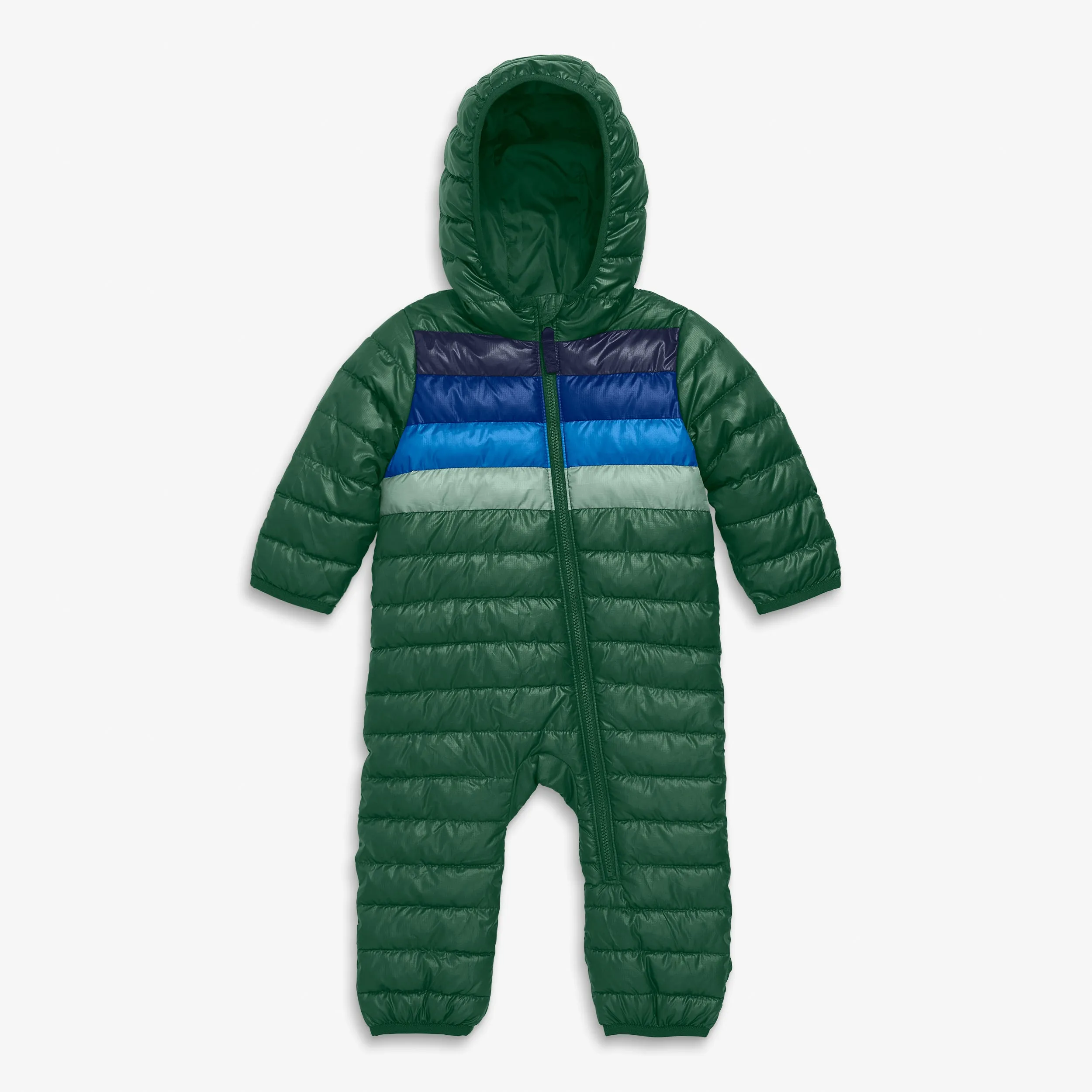 Baby lightweight puffer suit in stripe