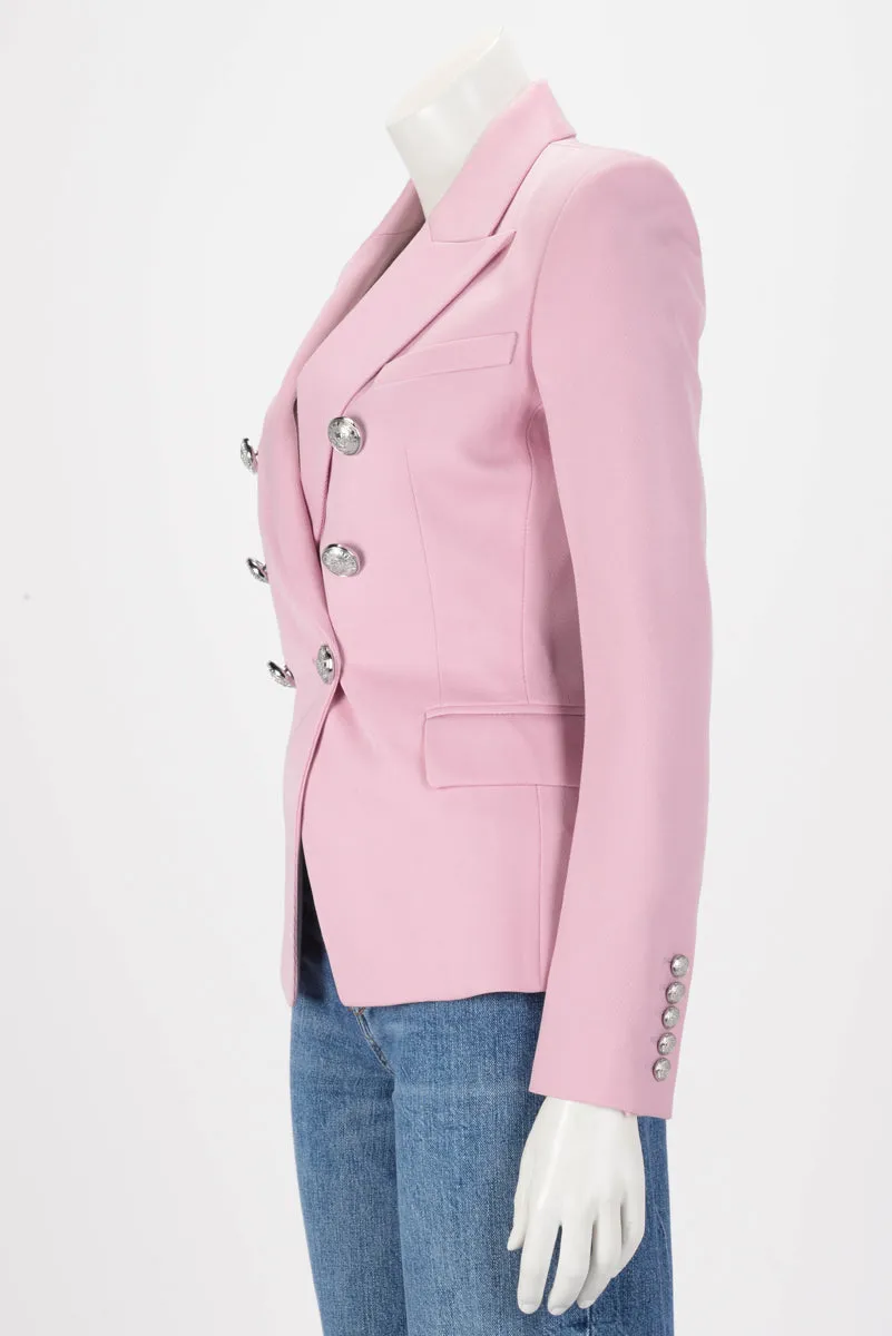 Balmain Pink Wool Double Breasted Blazer FR 34