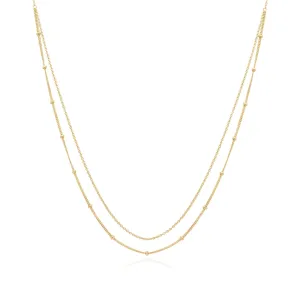 Beaded And Cuban Double Layer Chain Necklace