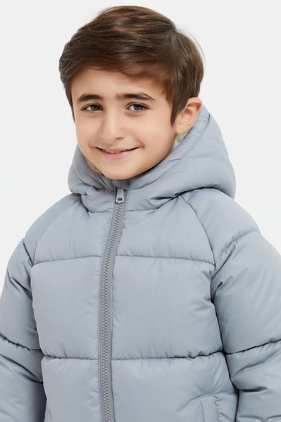 Boys Grey Puffer Jacket