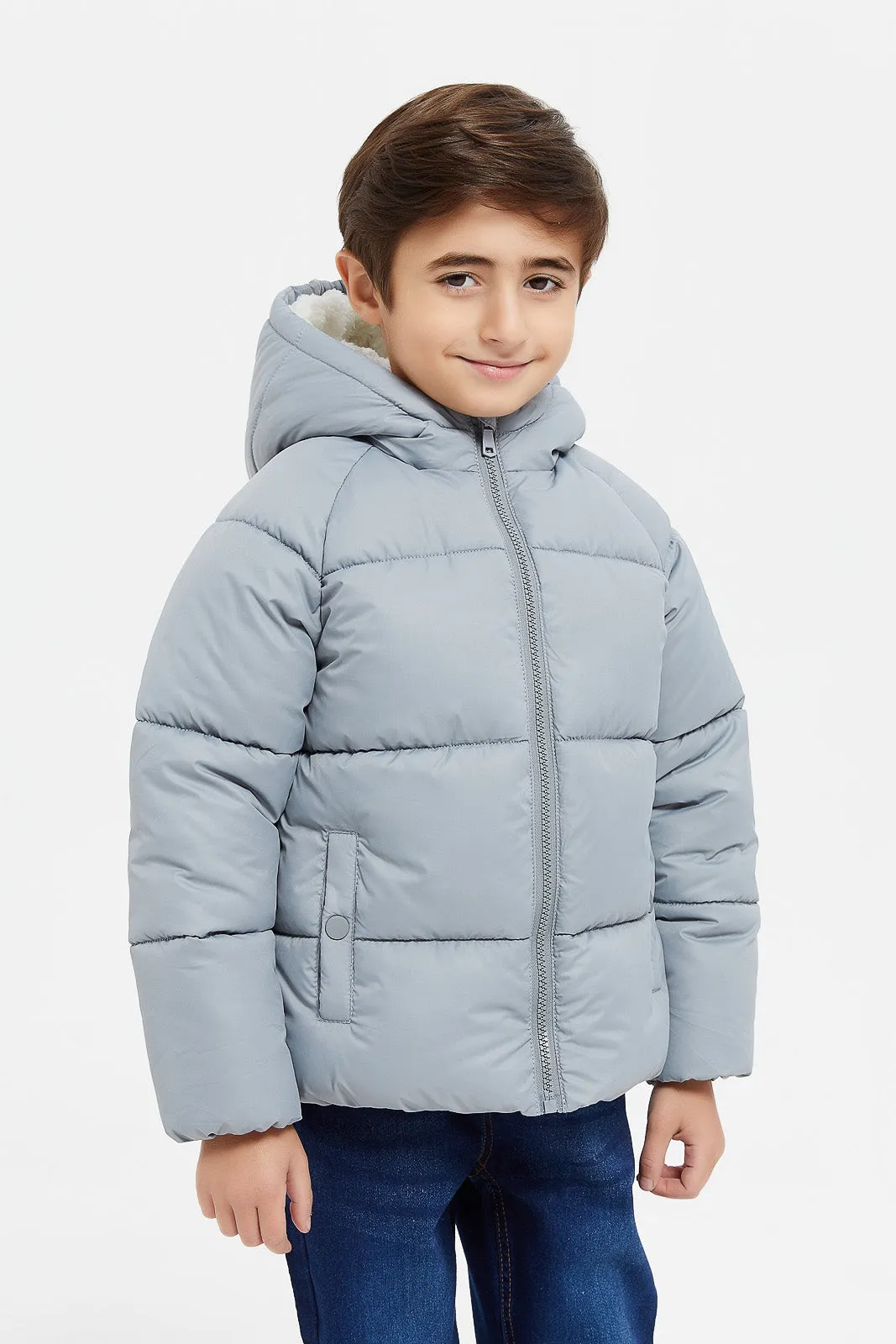 Boys Grey Puffer Jacket