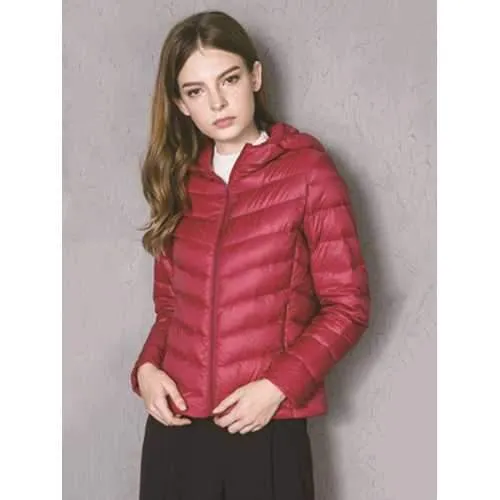 Casual Women Zipper Pure Color Long Sleeve Down Jackets