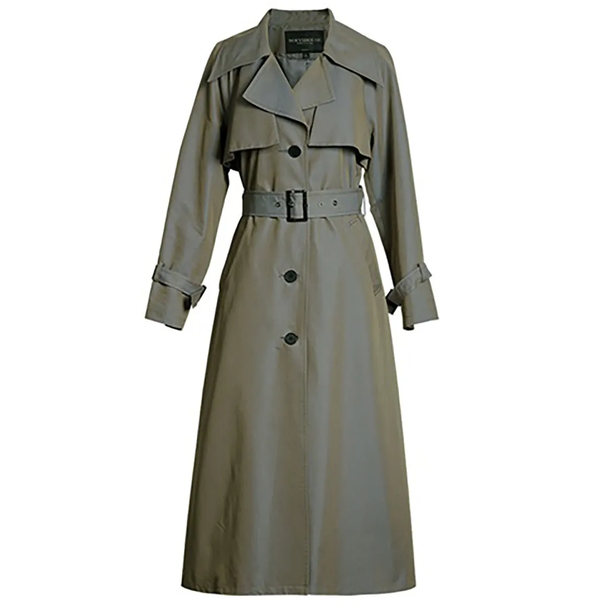 Chic Single-Breasted Green Trench Coat