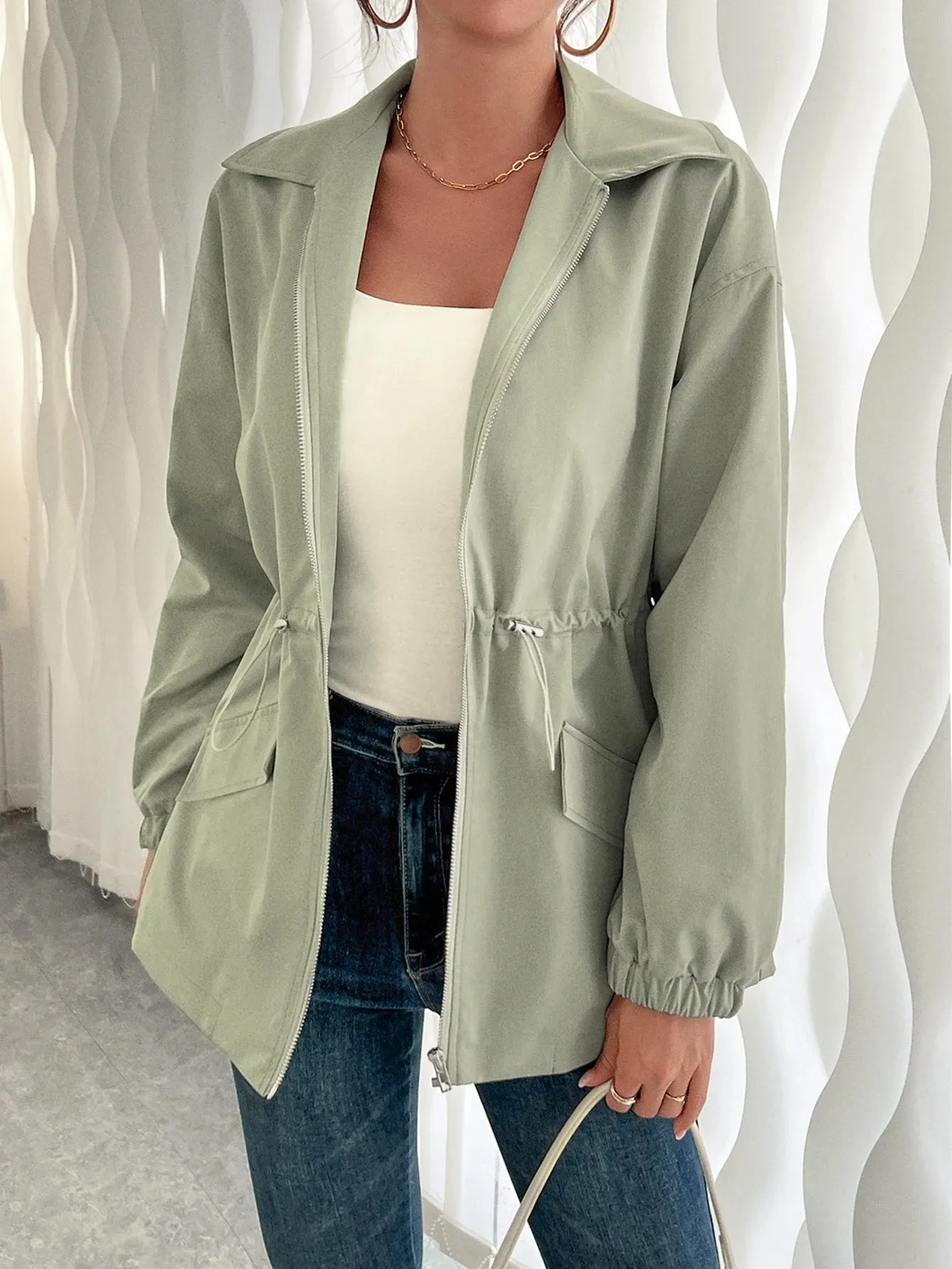 Coat for Lapel Collar Cropped Jacket Women Solid Color Woman Autumn Casual Short Windbreaker Female Solid Casual Fashion Coat