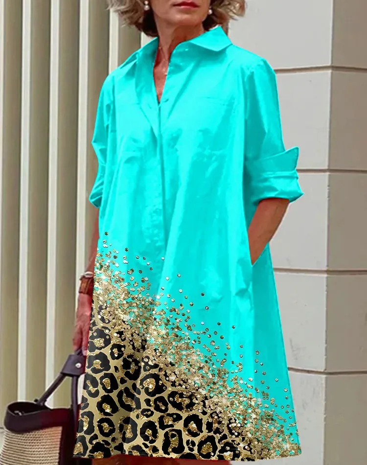 Elegant Dress Printing Prom Luxury Shirt Dress