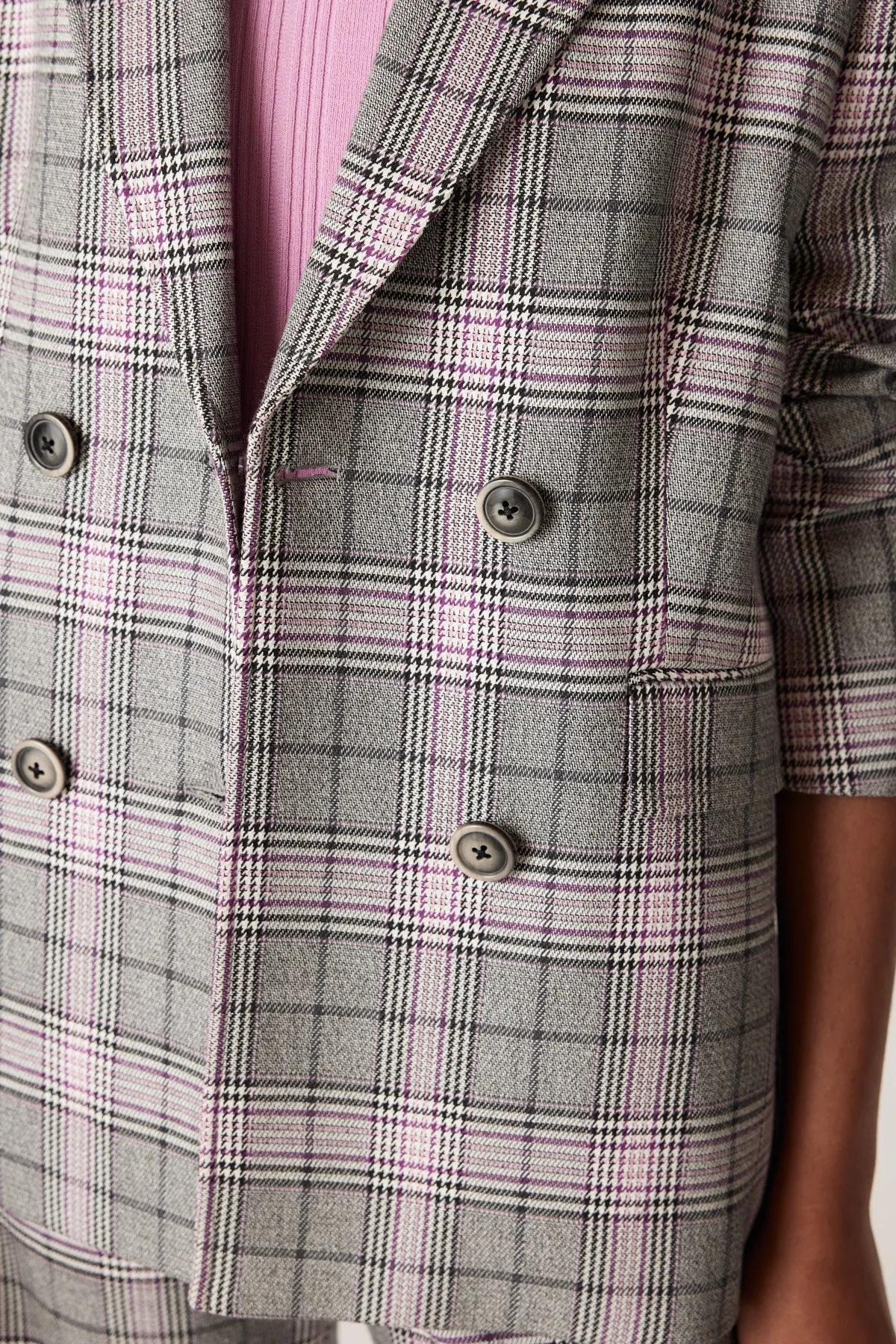 ELTON CHECK BLAZER | Pink Check