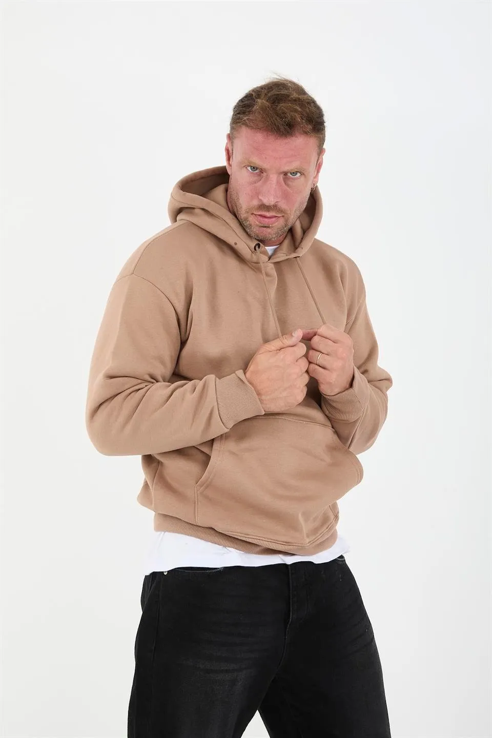 erkek oversize kapüşonlu kanguru cepli sweatshirt