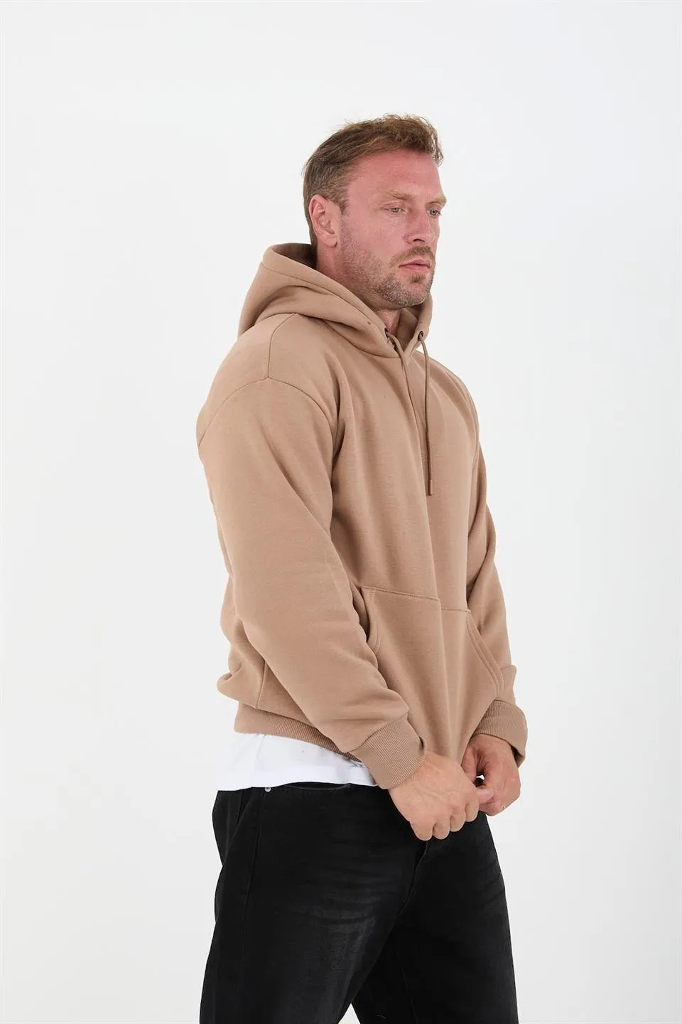 erkek oversize kapüşonlu kanguru cepli sweatshirt