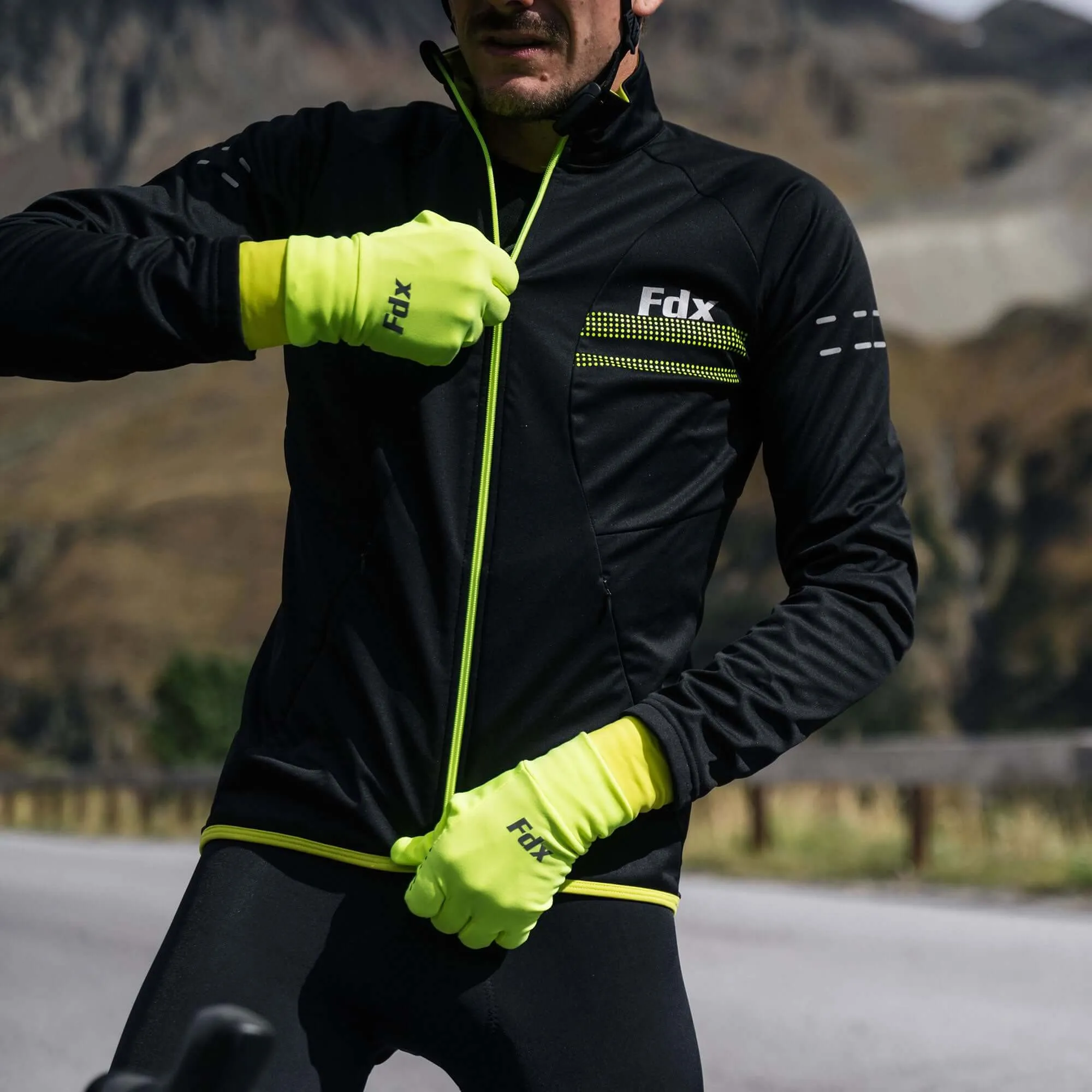 Fdx Arch Softshell Men's & Boy's Fluorescent Yellow Windproof & Water Resistant Cycling Jacket