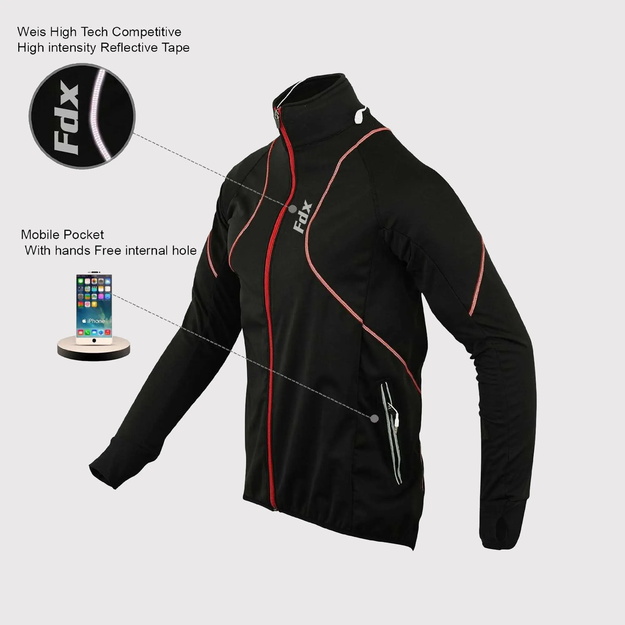 Fdx Gustt Red Softshell Men's & Boy's Windproof Cycling Jacket