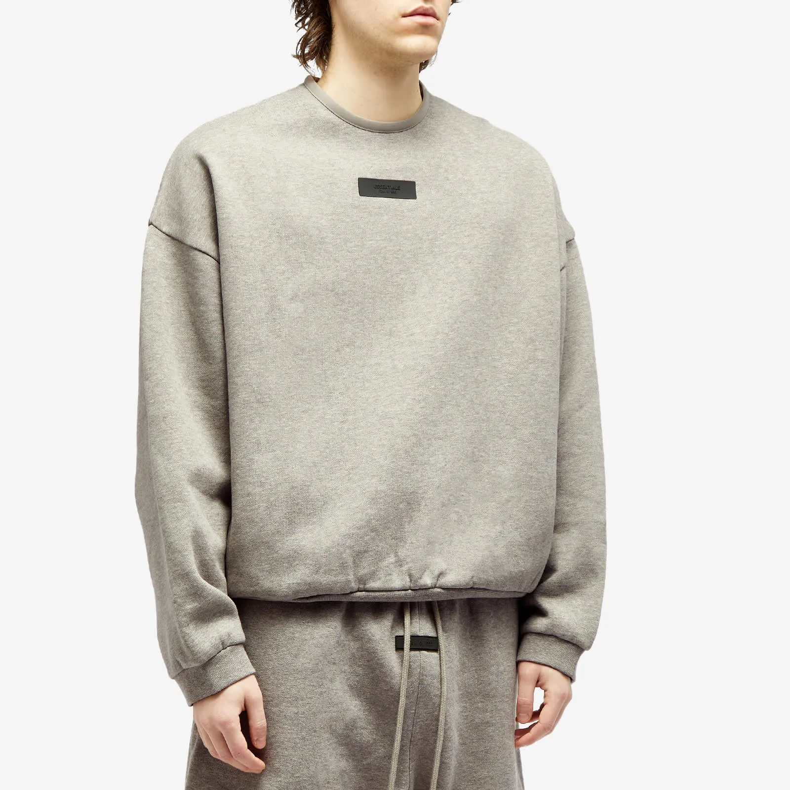 Fear Of God Essentials Spring Tab Detail Sweatshirt in Dark Heather Oatmeal