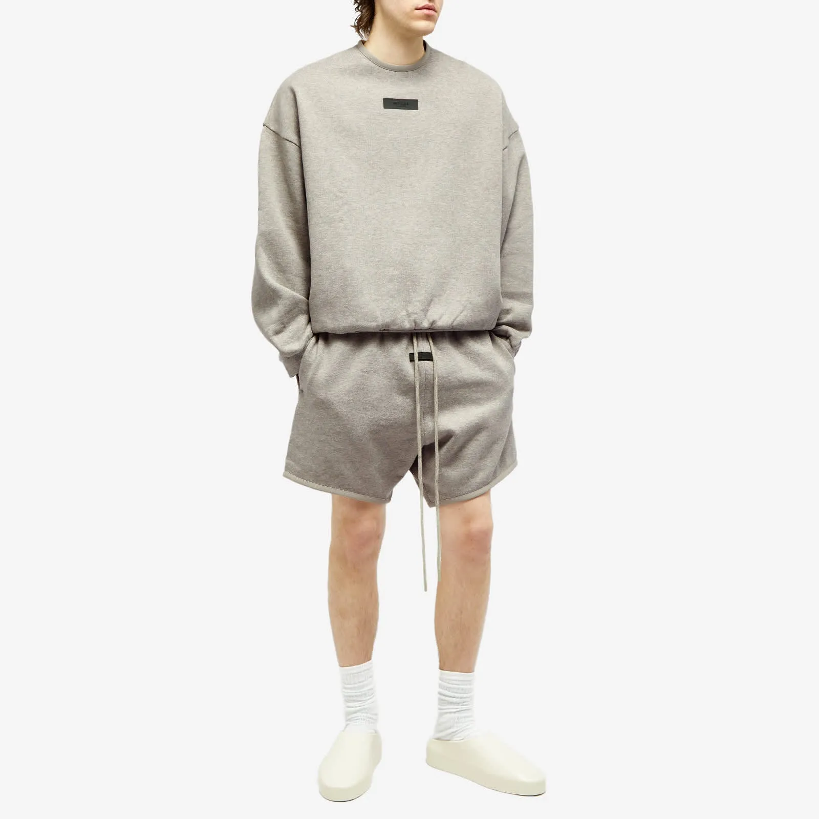 Fear Of God Essentials Spring Tab Detail Sweatshirt in Dark Heather Oatmeal