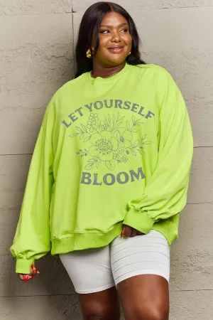 Full Size LET YOURSELF BLOOM Graphic Sweatshirt