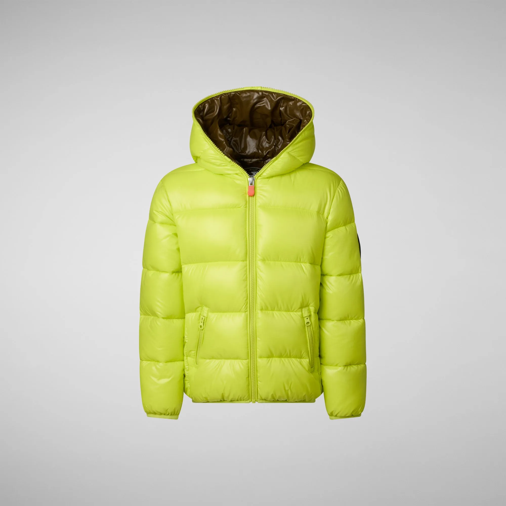 Girls' animal free puffer jacket Kate in lichen green