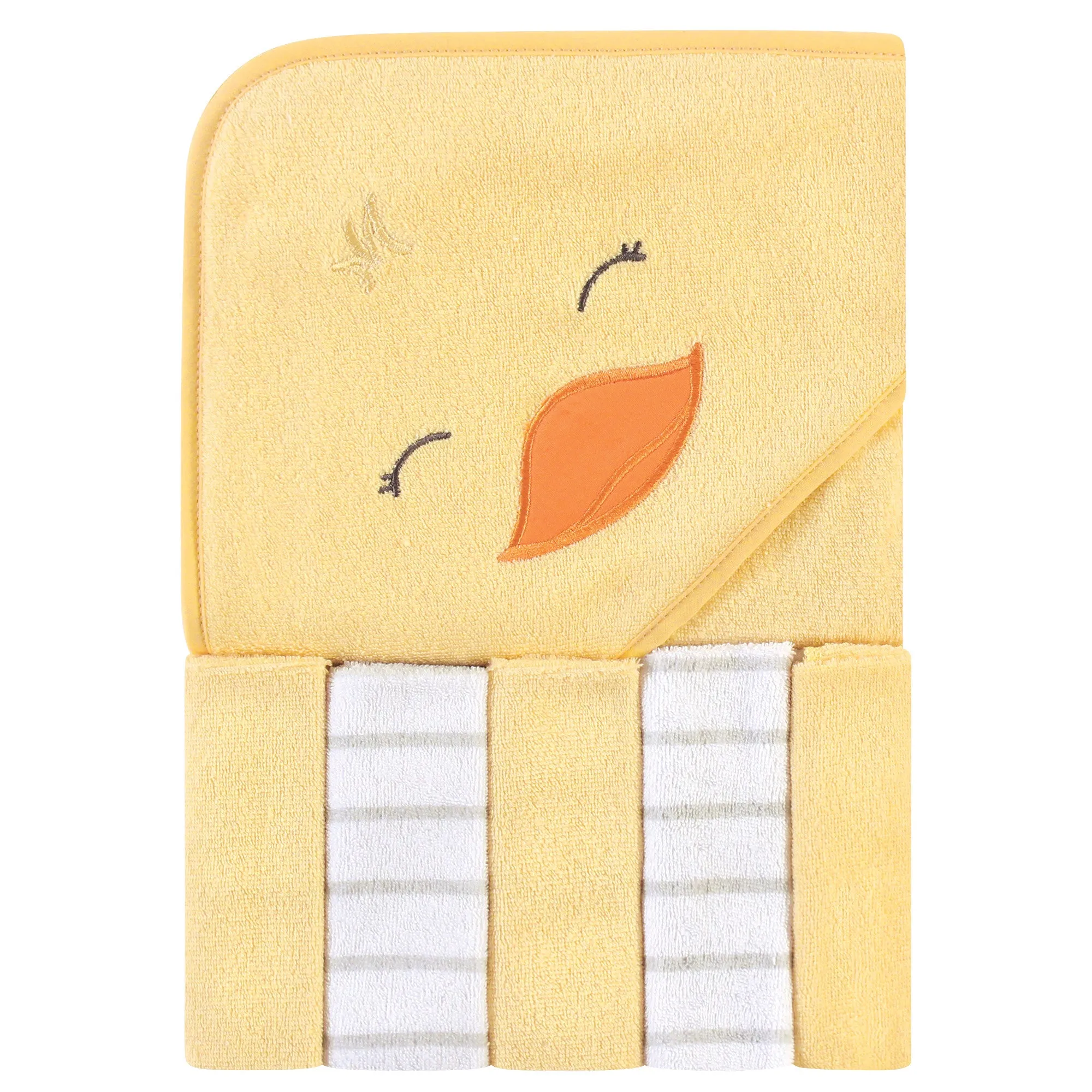 Hudson Baby Hooded Towel and Five Washcloths, Yellow Duck