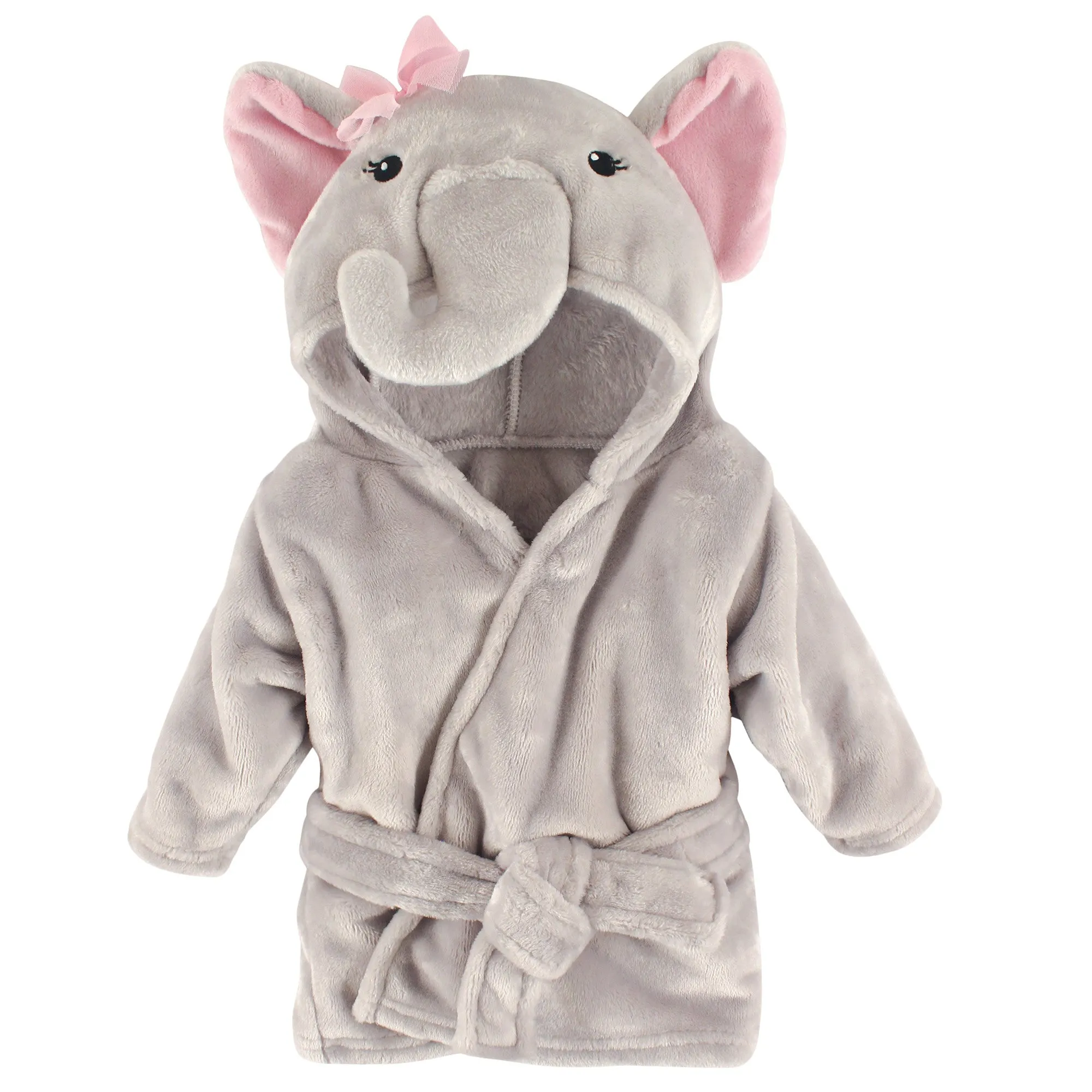 Hudson Baby Plush Animal Face Bathrobe, Pretty Elephant