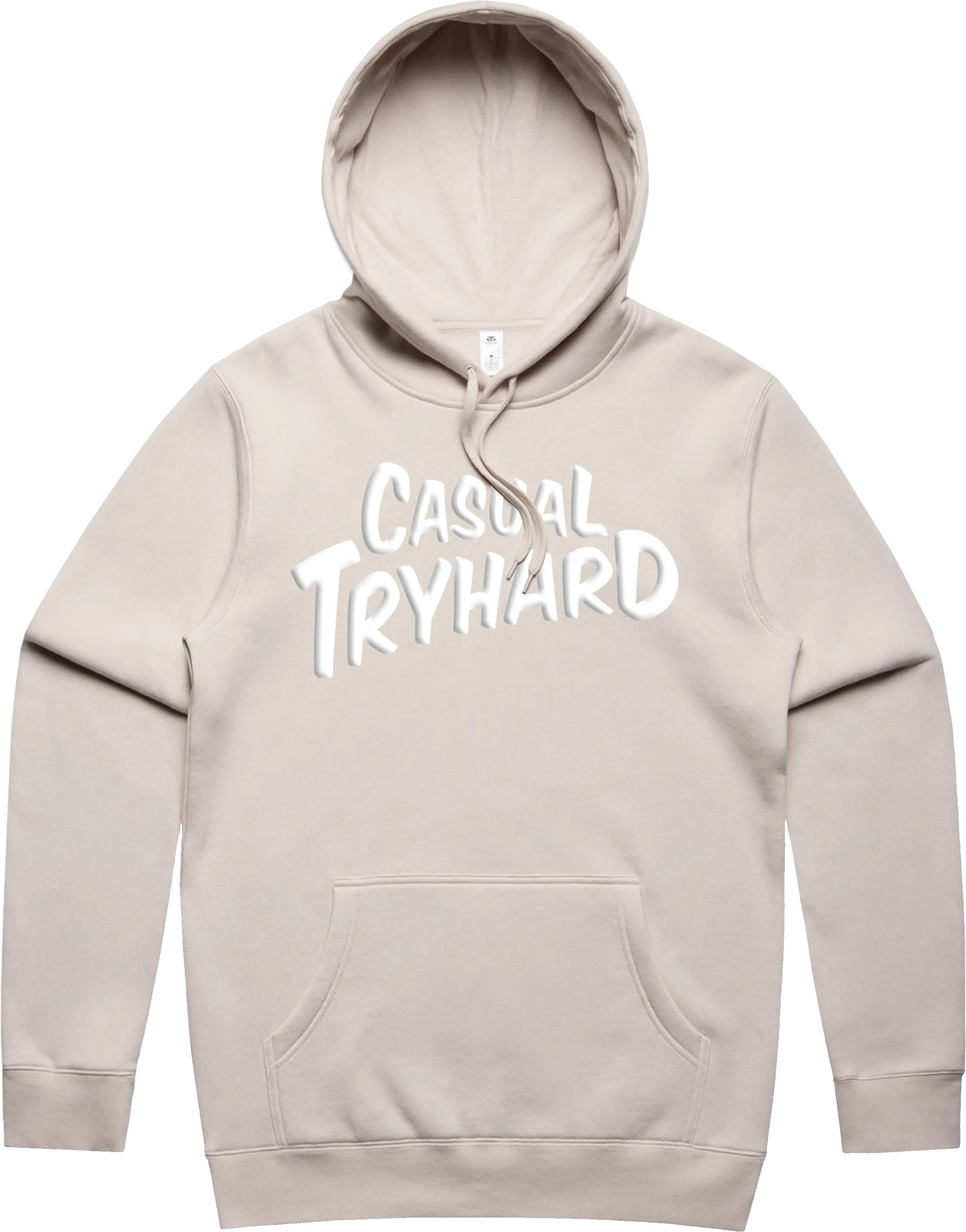 JUSTIN WONG - 'Casual Tryhard' Premium Puff Print Hoodie - Sand