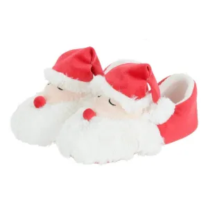 Kids Novelty 3D Santa Slippers Soft Fleece With Pom Poms