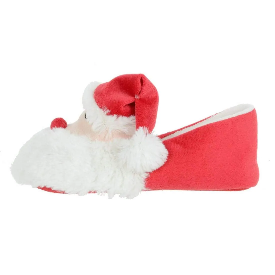 Kids Novelty 3D Santa Slippers Soft Fleece With Pom Poms