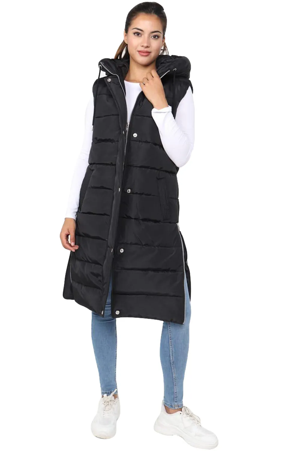 Long Line Puffer Hooded Gillet - 2XL