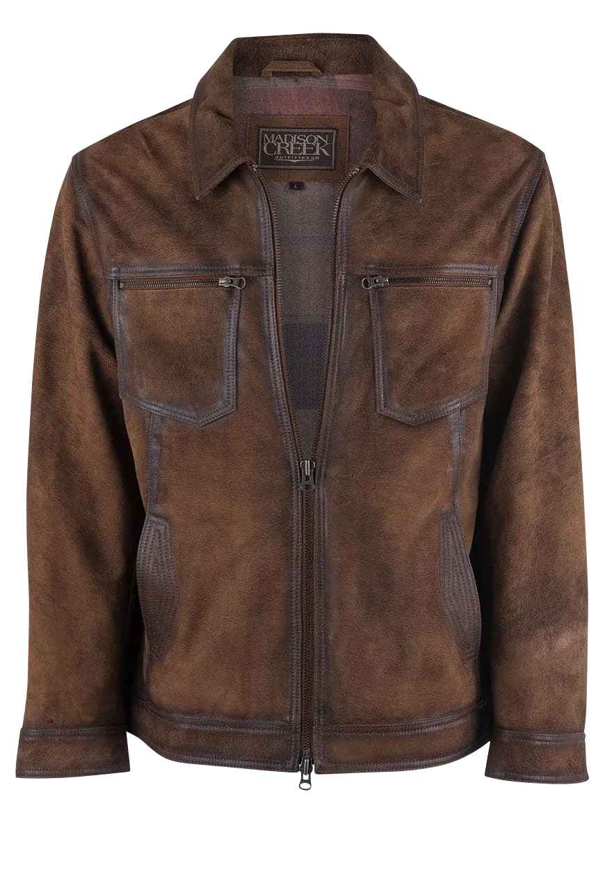 Madison Creek Distressed Brown Jungle Suede Steamboat Jacket