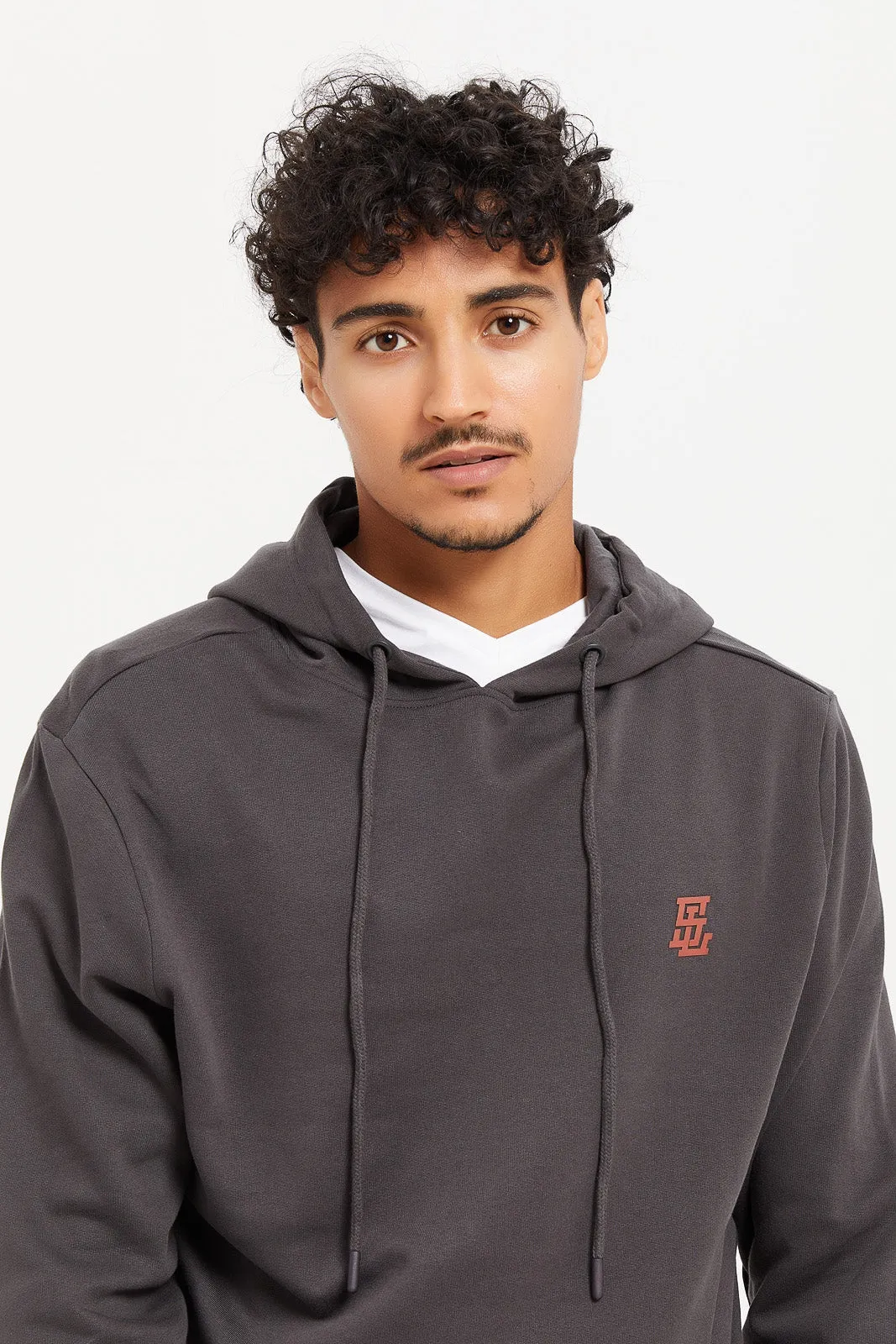 Men Charcoal Basic Hoodie