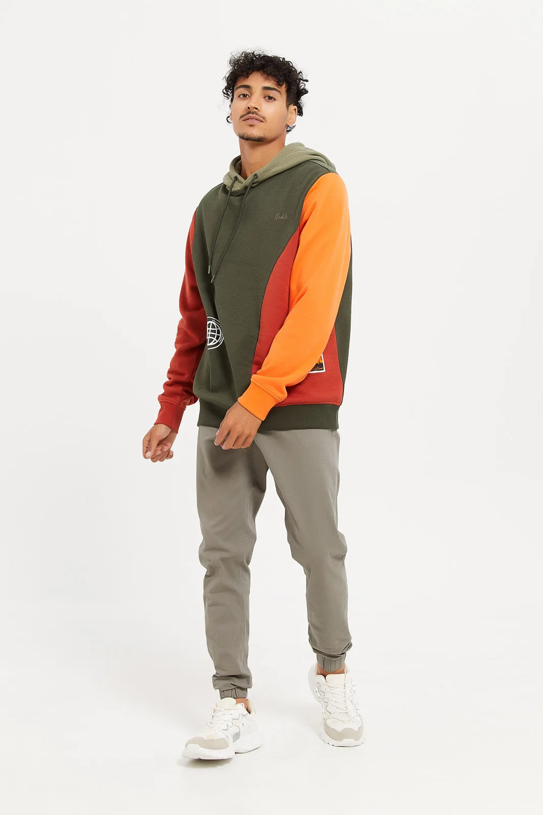 Men Multicolour Hooded Sweatshirt