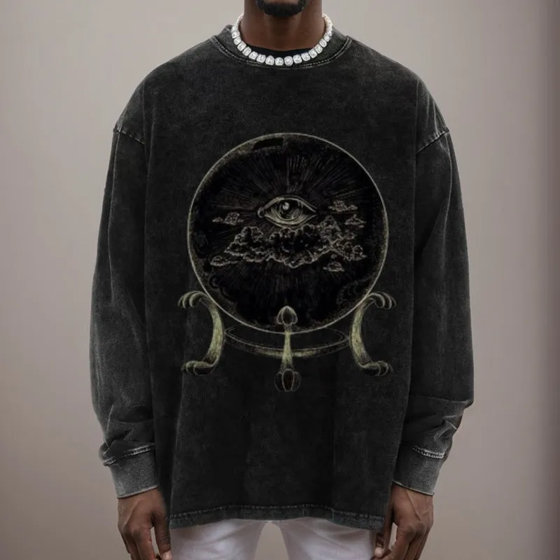 Mens Vintage Moon Eye Gothic Graphic Sweatshirt