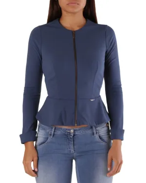 Met Womens Peplum Jacket Blue Size S