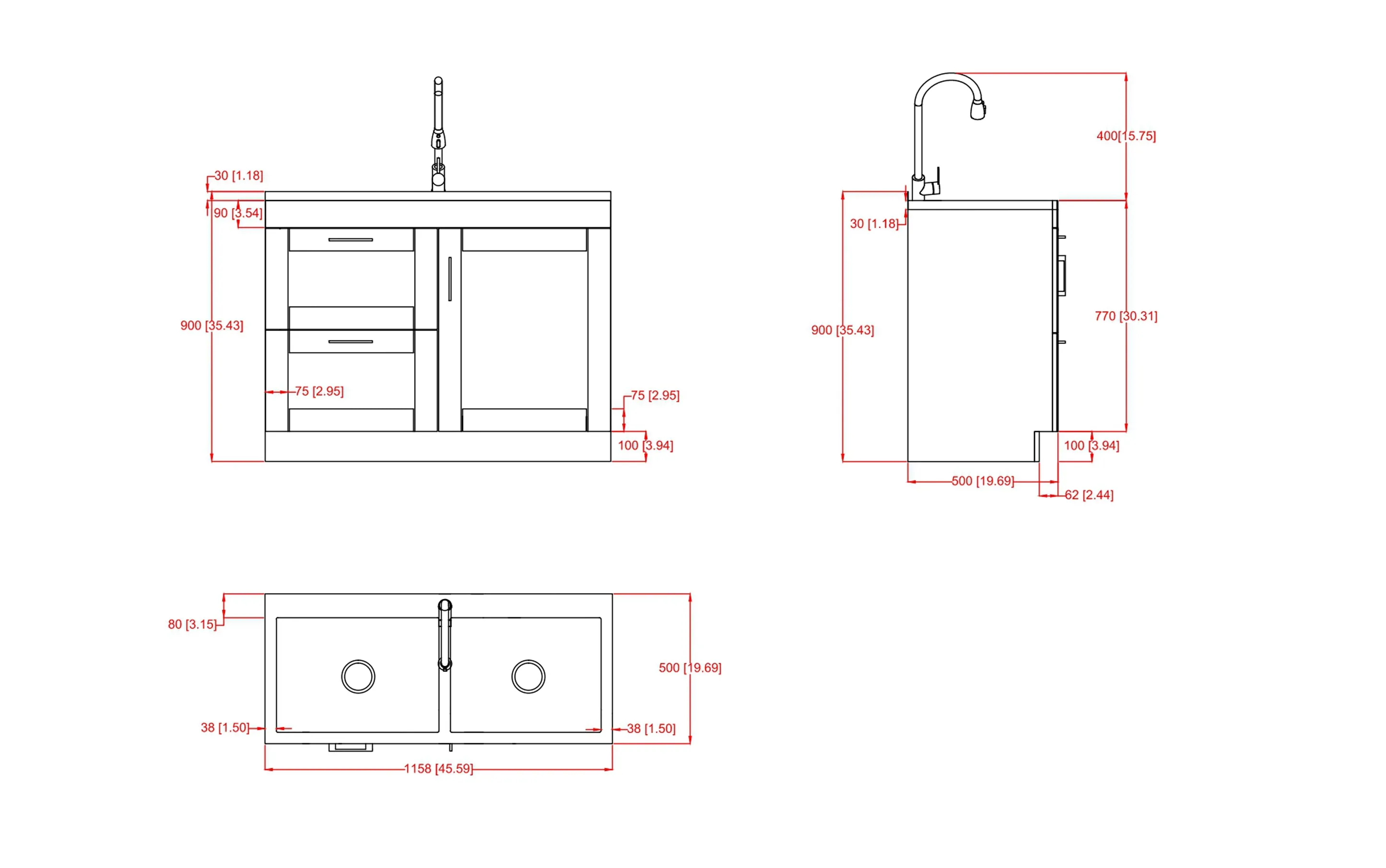 Modern Wide Shaker 46 inch Laundry Cabinet