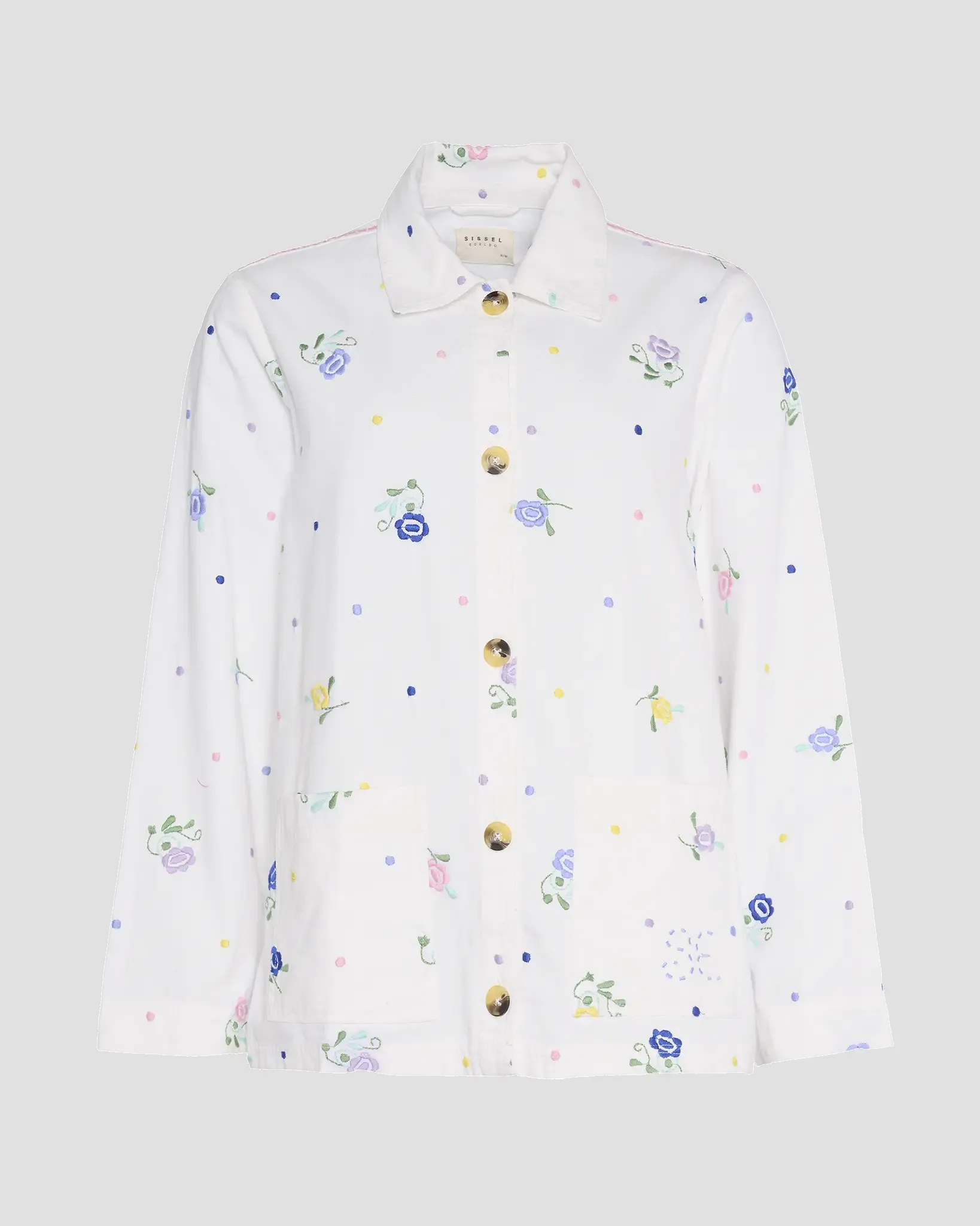 ORGANIC COTTON EMBROIDERED JACKET IN WHITE FLOWERS