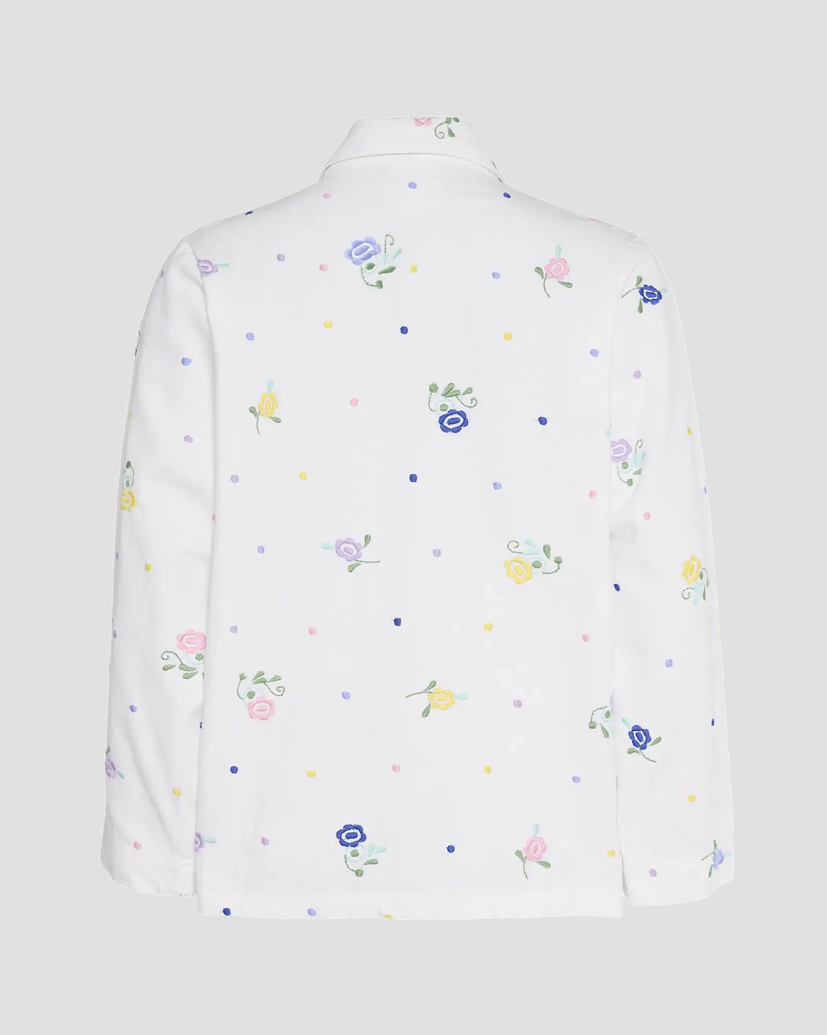 ORGANIC COTTON EMBROIDERED JACKET IN WHITE FLOWERS