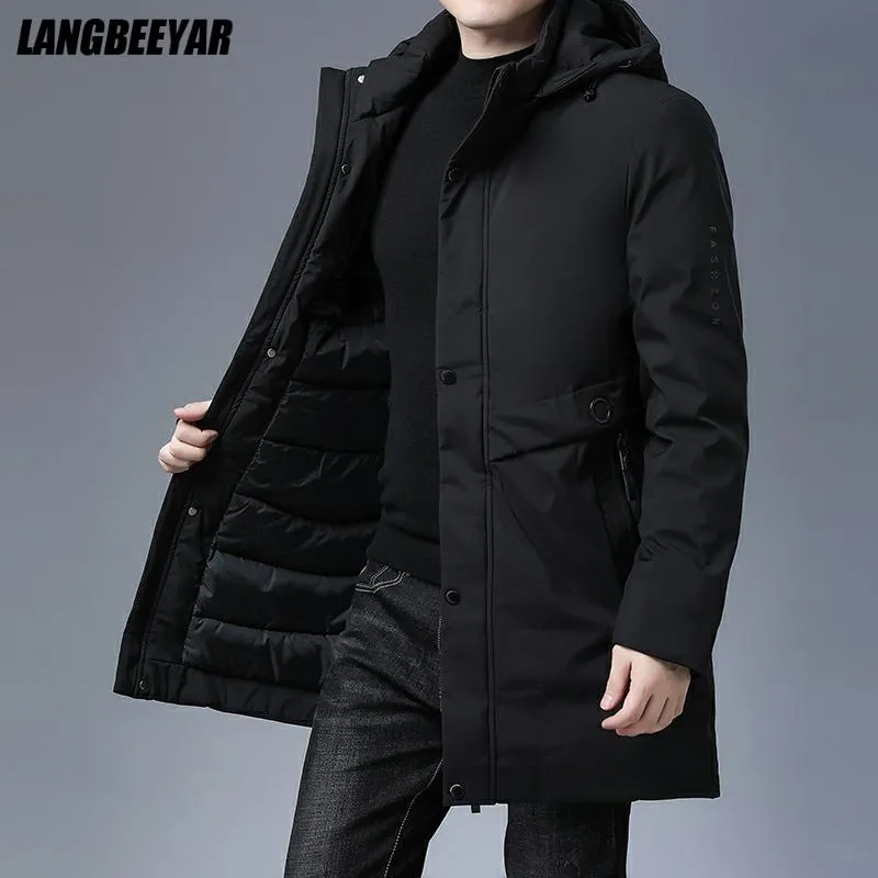 Padded Brand Casual Fashion Thick Warm Men Long Parka Winter Jacket With Hood Windbreaker Coats Mens Clothing