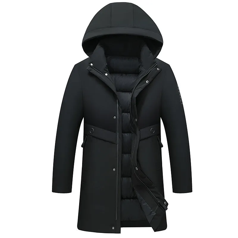 Padded Brand Casual Fashion Thick Warm Men Long Parka Winter Jacket With Hood Windbreaker Coats Mens Clothing