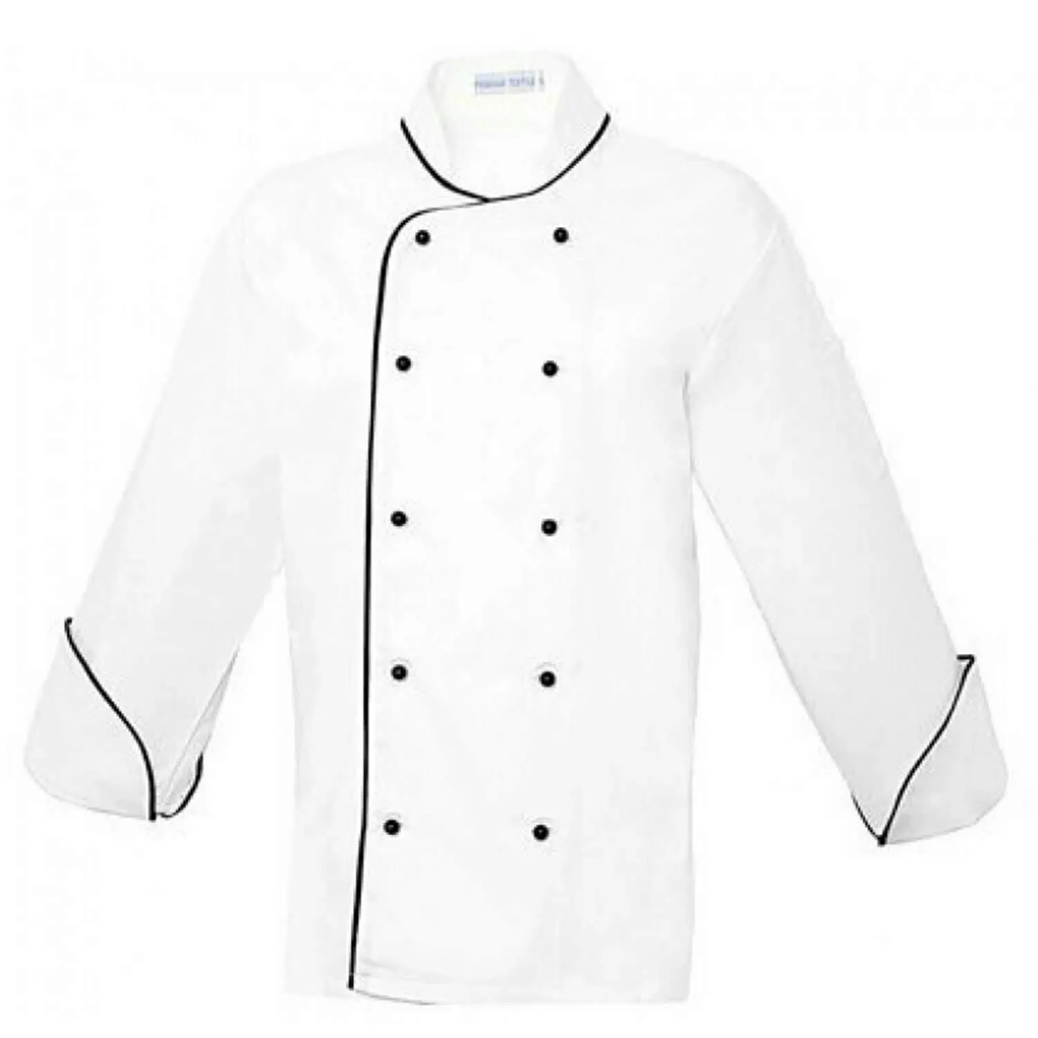 Pegasus Chefwear Executive White Long Sleeve Chef Jacket with Black Piping