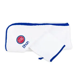 Personalized Detroit Pistons Hooded Towel & Wash Mitt Set