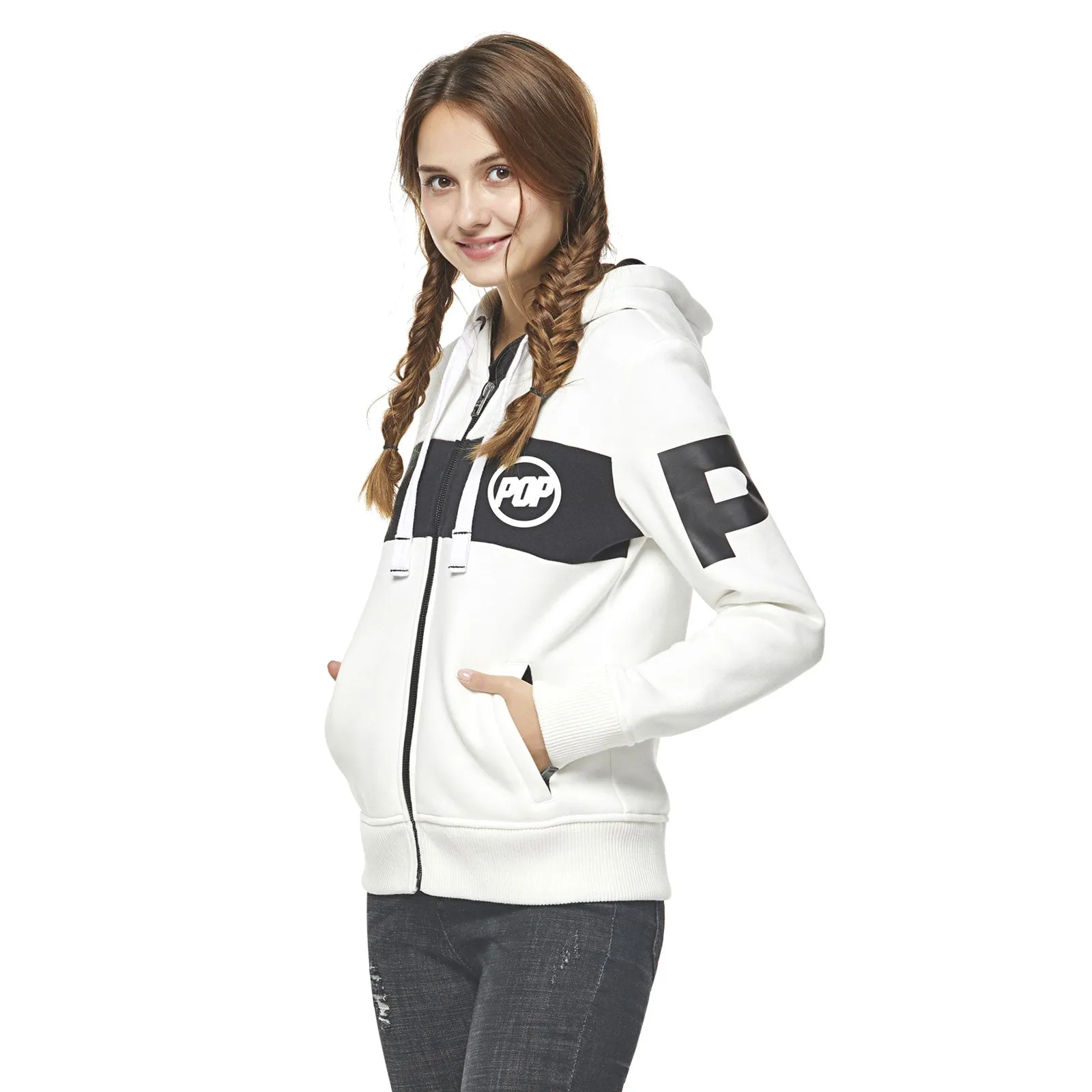 Pop Band Zip-up Hoodie - White