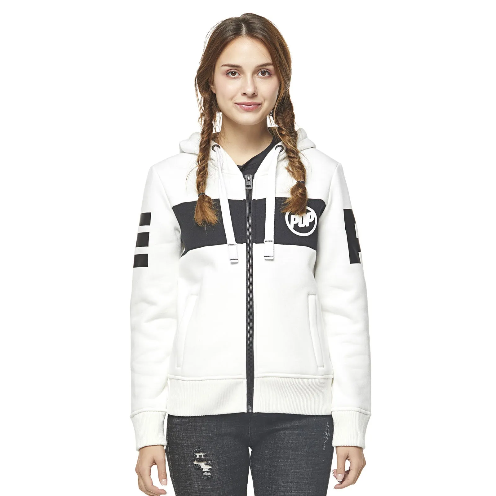 Pop Band Zip-up Hoodie - White