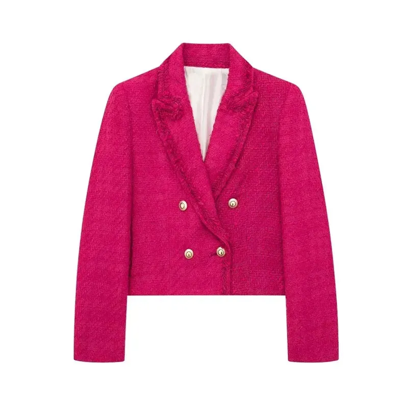 Pre Order:  Elegant Solid Button Cropped Blazer