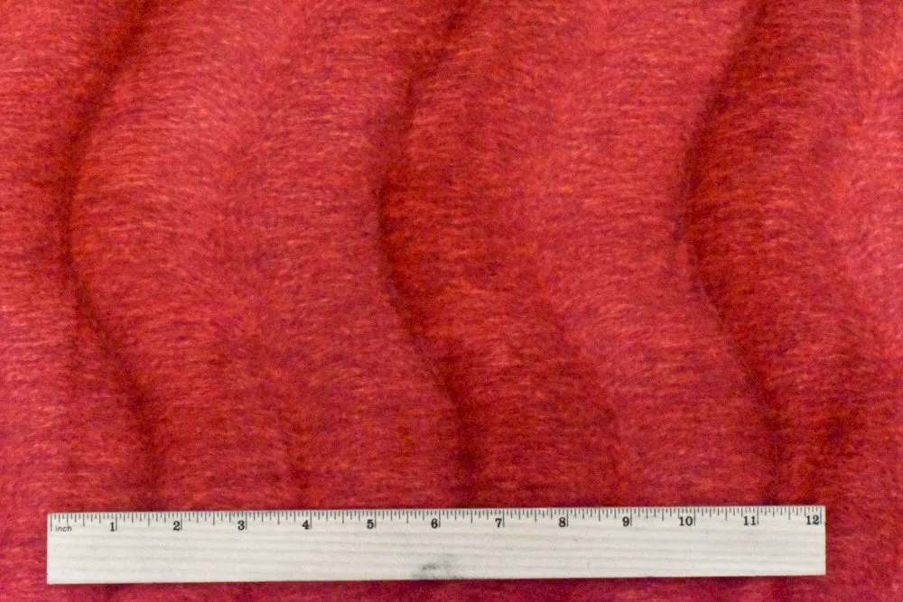 Red-Orange Wave Texture Polyester Faux Fur Knit Fabric