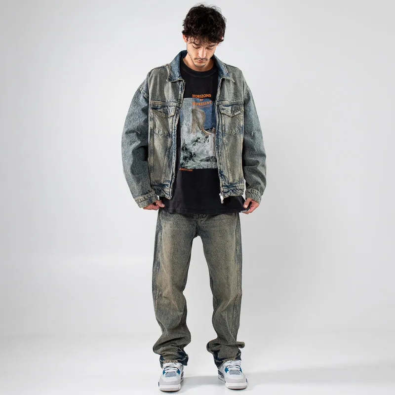 Represent R4 Denim Jacket - Blue/Cream