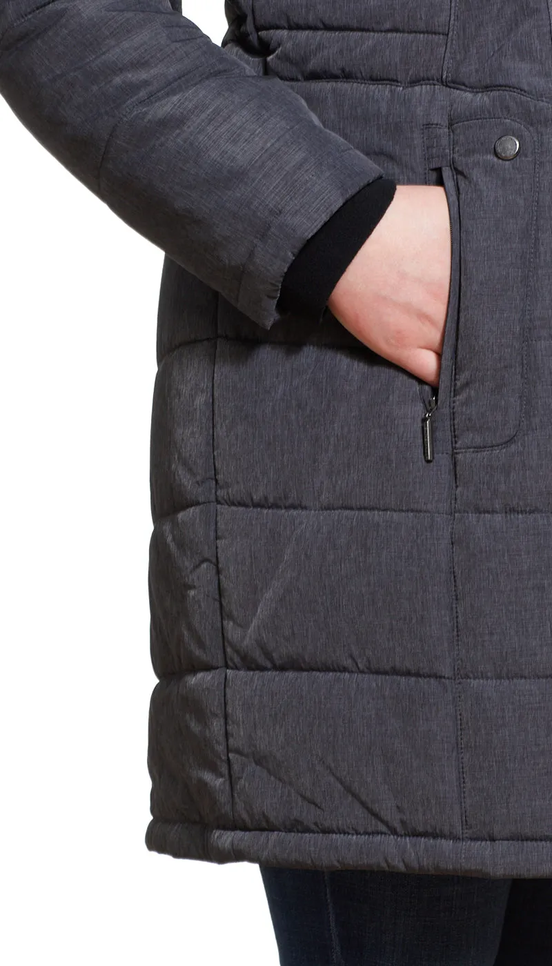 SHAPED QUILTED 3/4 PUFFER COAT