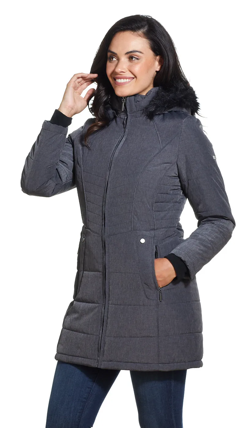 SHAPED QUILTED 3/4 PUFFER COAT