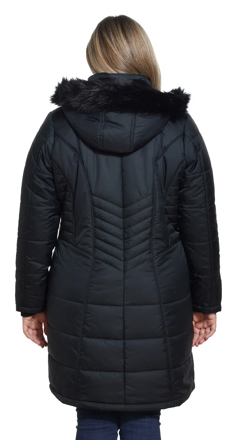 SHAPED QUILTED 3/4 PUFFER COAT