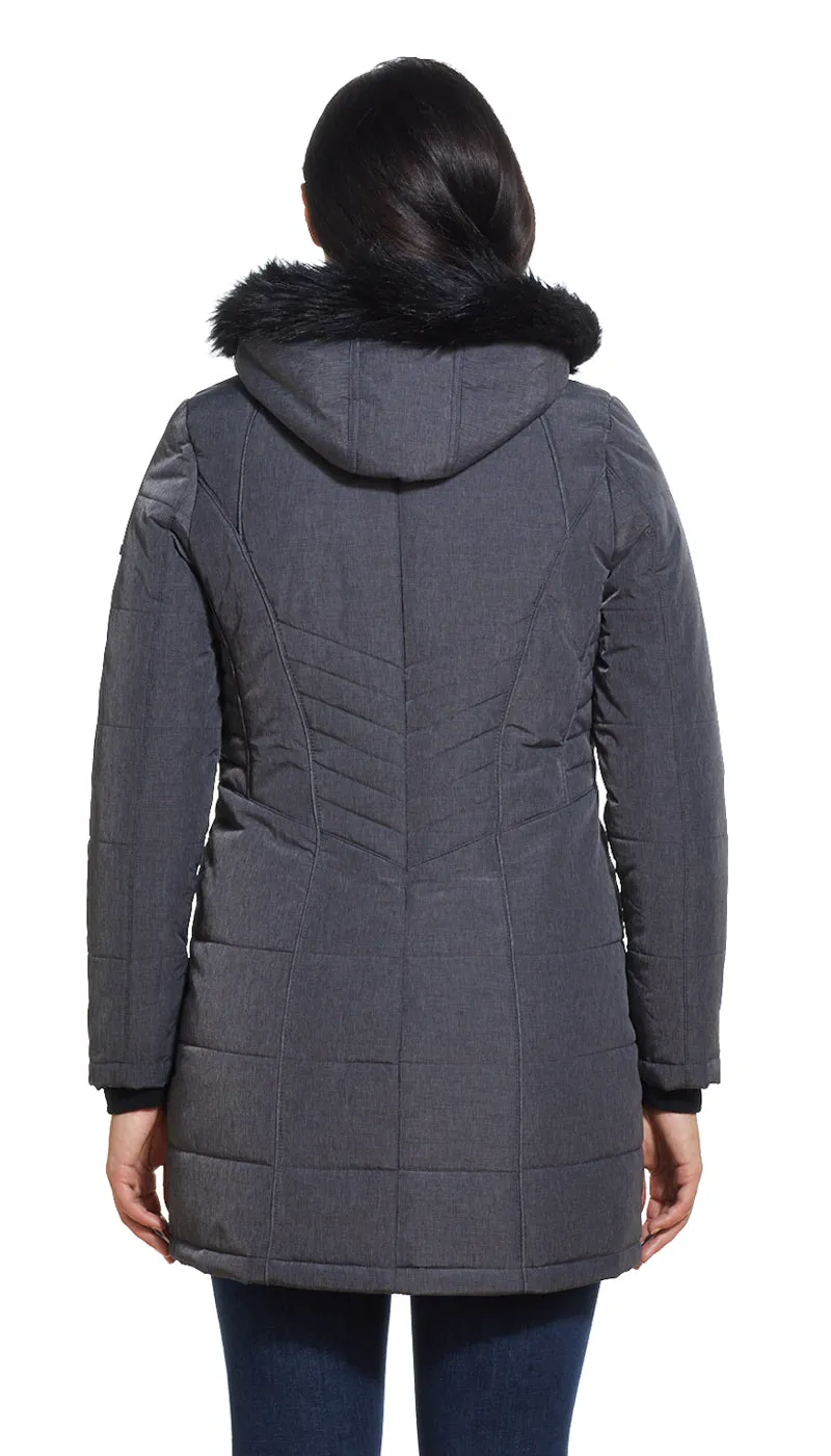 SHAPED QUILTED 3/4 PUFFER COAT