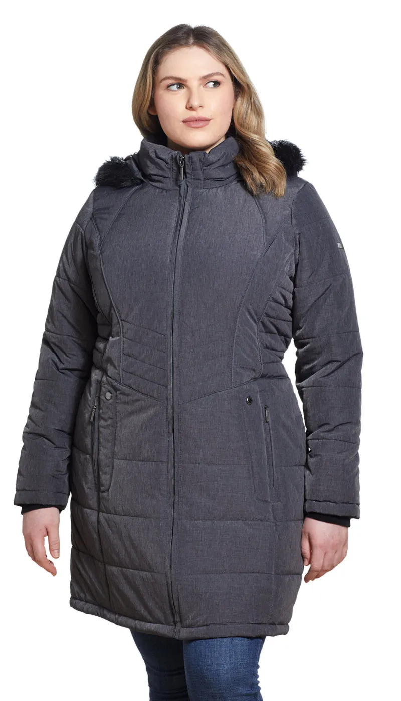 SHAPED QUILTED 3/4 PUFFER COAT