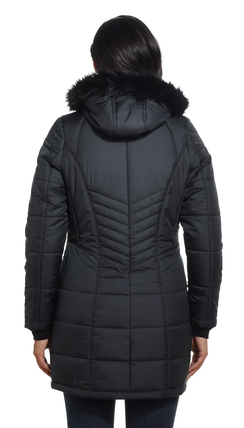 SHAPED QUILTED 3/4 PUFFER COAT